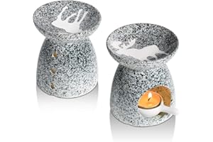 ComSaf Essential Oil Burner Wax Melt Burner with Candle Spoon, Aromatherapy Aroma Burner Ceramic Oil Diffuser Candle Tealight Oil Warmer Yoga Spa Home Bedroom Decor Christmas Housewarming Gift