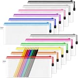 Smarpau A6 Mesh Document Bag 12 Pcs Clear Pencil Case Zip Wallets