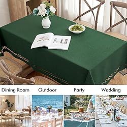 MIULEE Hunter Green Thick Polyester Linen Rectangle