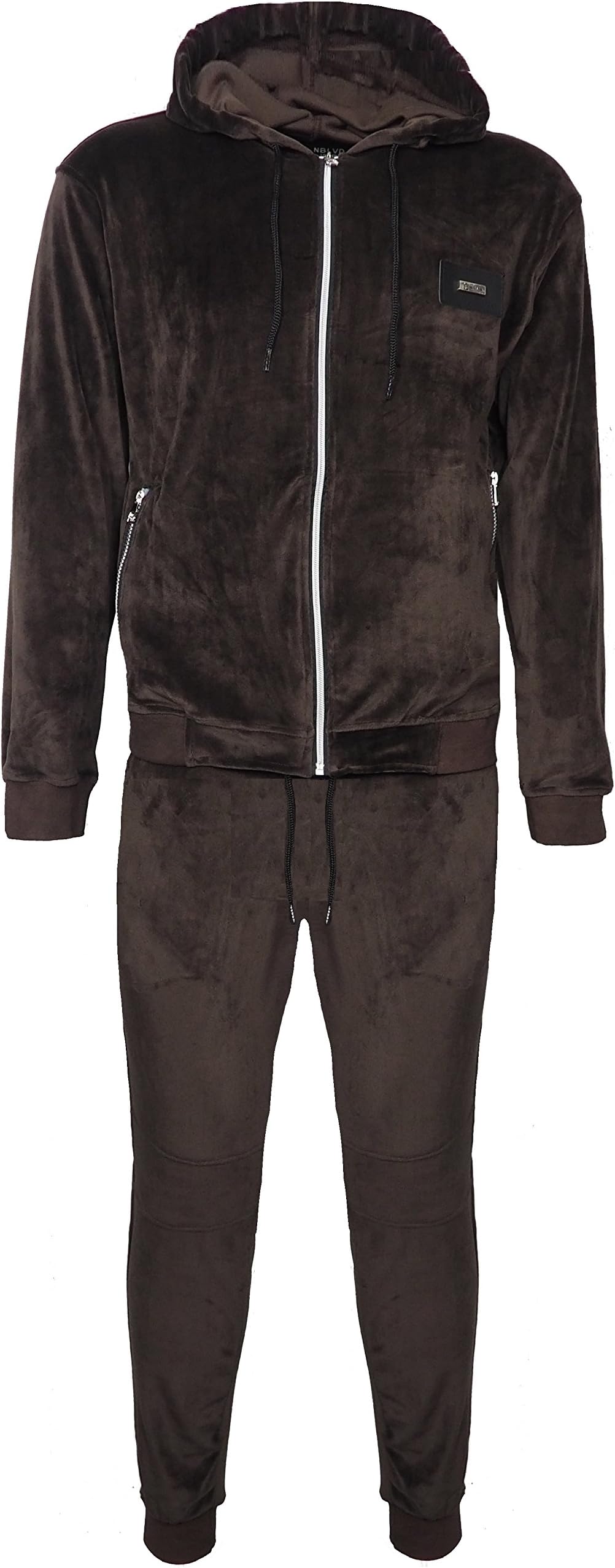 Men's Velour Velvet Tracksuit Full Set Hooded Top & Elasticated Waist Bottoms