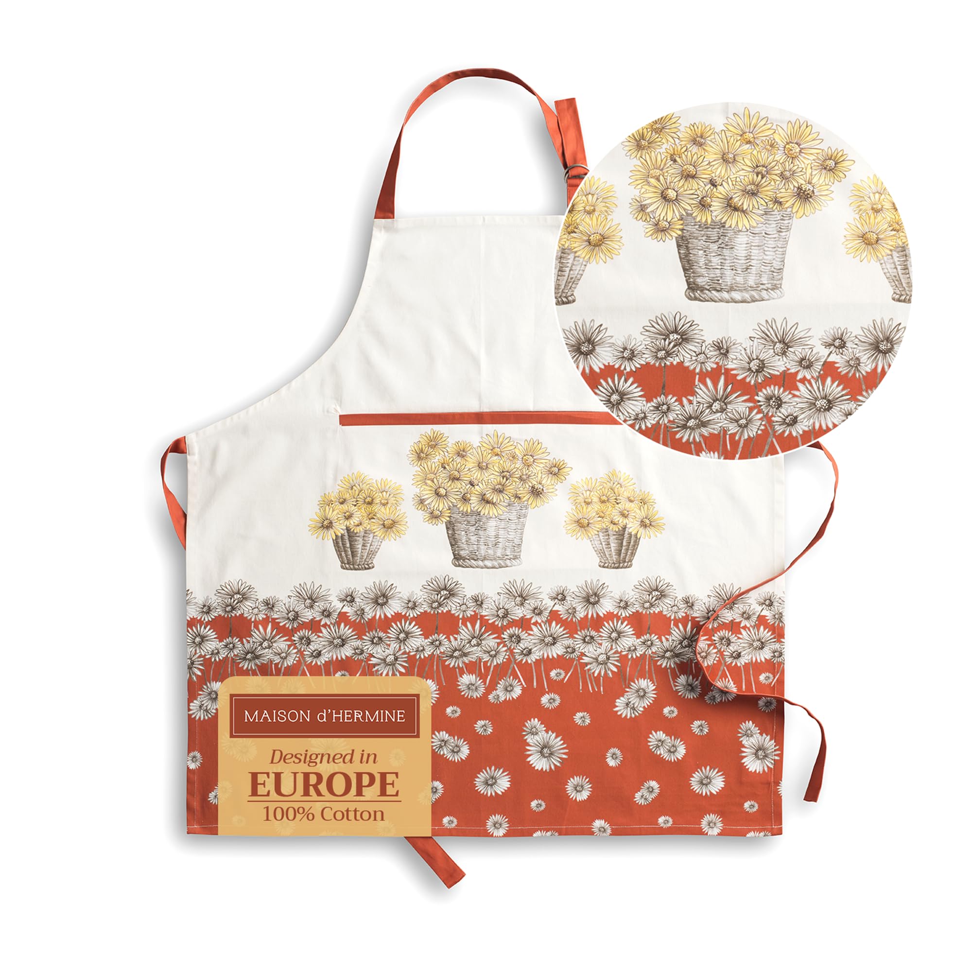 Maison d' Hermine 100% Cotton Apron for women with Pocket Kitchen Chef Autumn Apron for Men Cooking Gardening Server Waitress Maid - (Bagatelle, 85 cm x 70 cm) — image 1