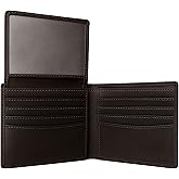 DEMVRI Wallet for Men — Slim RFID Blocking Bifold, Full‑Grain Brown Leather, 2 ID Windows, 8 Card Slots, Dual Bill Compartments, Gift‑Ready