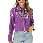 Western Shirts for Women Cowgirl Sexy Dressy Long Sleeve Black Embroidered Button Up Ladies Blusas Vaqueras para Mujer