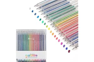 SMOOTHERPRO Glitter Gel Pens 1.0mm Metallic Vibrant Sparkle Colorful Pen 18 Colors for Coloring Calligraphy Cards Journal Drawing (SC623-18)