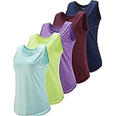 5 Pack Wide Straps Womens Workout Tank Tops, Athletic Sleeveless Shirts for Women, Ladies Exercise Tops for Yoga Tennis
