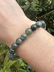 Moss Agate Crystal Bead Bracelet 8mm, Wholesale