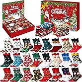 Berlune 24 Pairs Christmas Sock Advent Calendar 2025 Unisex Christmas Warm Socks 24 Days Countdown Gift Xmas Party Favors for Women Men Adults (Knitted)