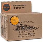 Amish Country Popcorn | Old Fashioned Microwave Popcorn | Non-GMO, Gluten Free, Microwaveable and Kosher (Ladyfinger Butter - 5 Bags)
