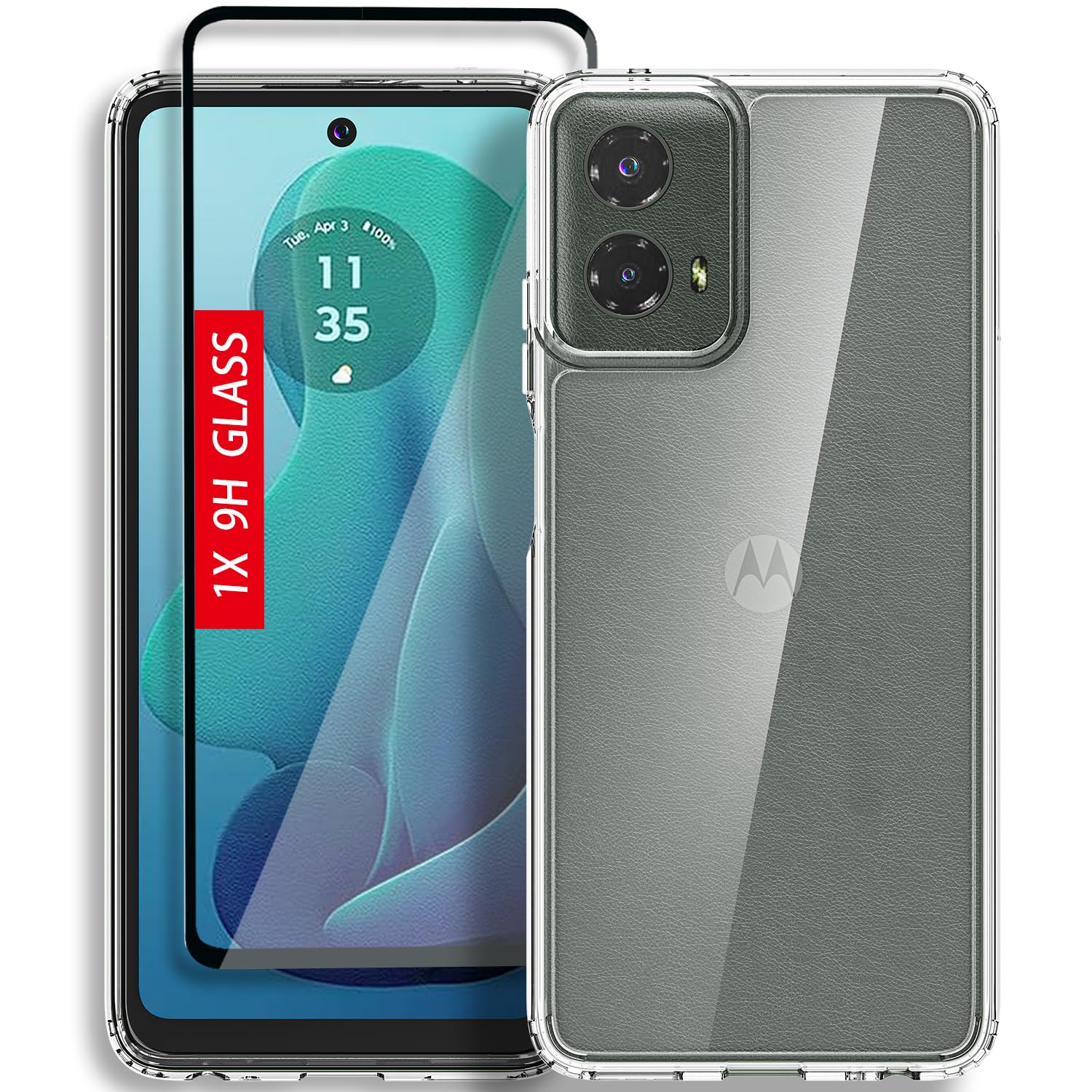 Photo 1 of Guarishel for Motorola Moto G-5G-2024 Case: Military-Grade Shockproof Phone Cover with Tempered Glass Screen Protector, Anti-Scratch & Reinforced Bumpers - Crystal Clear