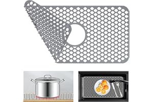 HIGHYDROLED Sink Protectors for Kitchen Sink, 24 inch x 12 inch Heat Resistant Kitchen Sink Mat for Bottom of Stainless Steel/Porcelain Sink with Center Drain,No-Slip Sink Grid Accessories(Grey)