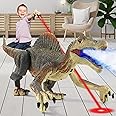 Tudou RC Walking Robotic Dinosaur Toy w/Light Chasing Remote Control, Auto Spraying and Roaring, Jurassic Spinosaurus Dinosaur Toy for Kids Boys 4-12 Years