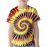 Eitqtbea Kids Tie Dye Shirt 4-16 Years Boys Girls Hippies Senior Short Sleeve Colorful Tees T Shirts