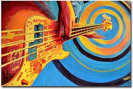 YHJJ Cartel de Arte Abstracto Guitarra música Pintura al óleo Cartel