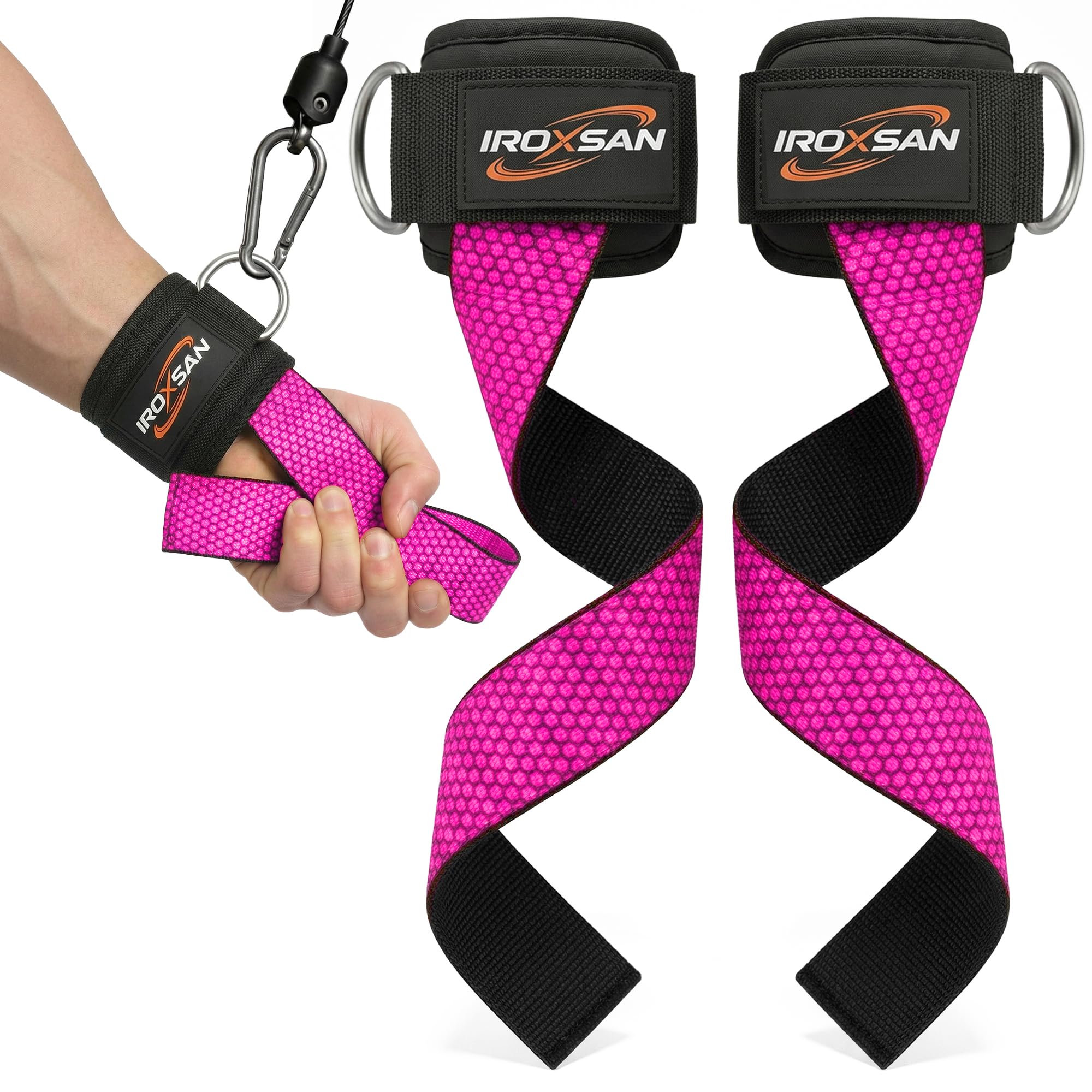 IROXSAN Weight Lifting Straps with D Ring - Wrist Straps for Deadlifting