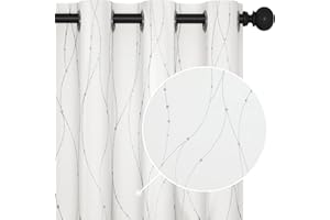 Deconovo Grommet Window Panels, Room Darkening Thermal Insulated 50% Blackout Curtains for Nursery Rooms, 2 Curtain Panels, Pure White Curtains, 52 x 72 Inch