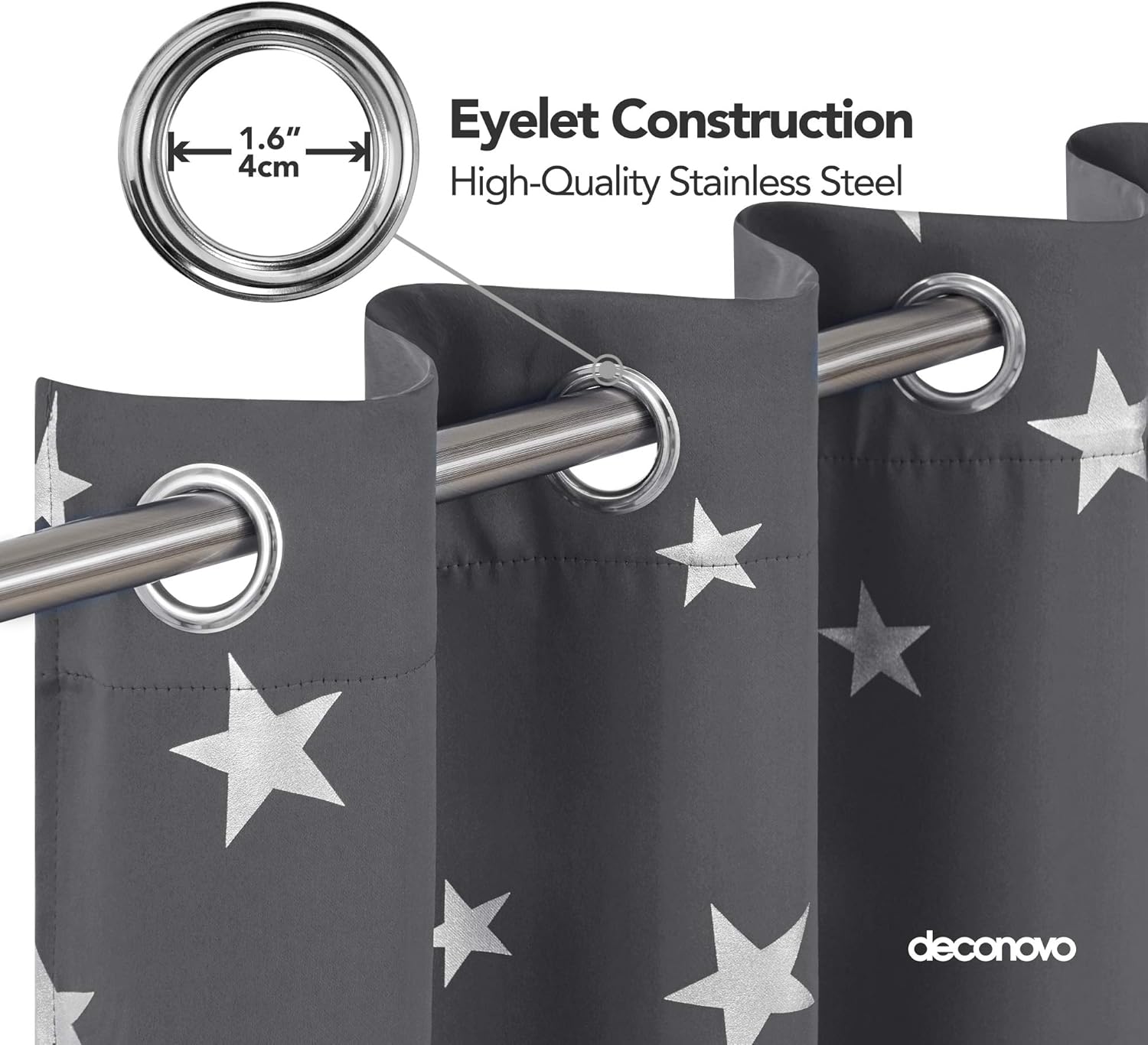 Deconovo Lot De 2 Rideaux A Oeillets Occultant Isolant Thermique Motif Etoile 132x160cm Taupe La Chambre De Bebe Accessoires Et Decorations Bhattbros Com