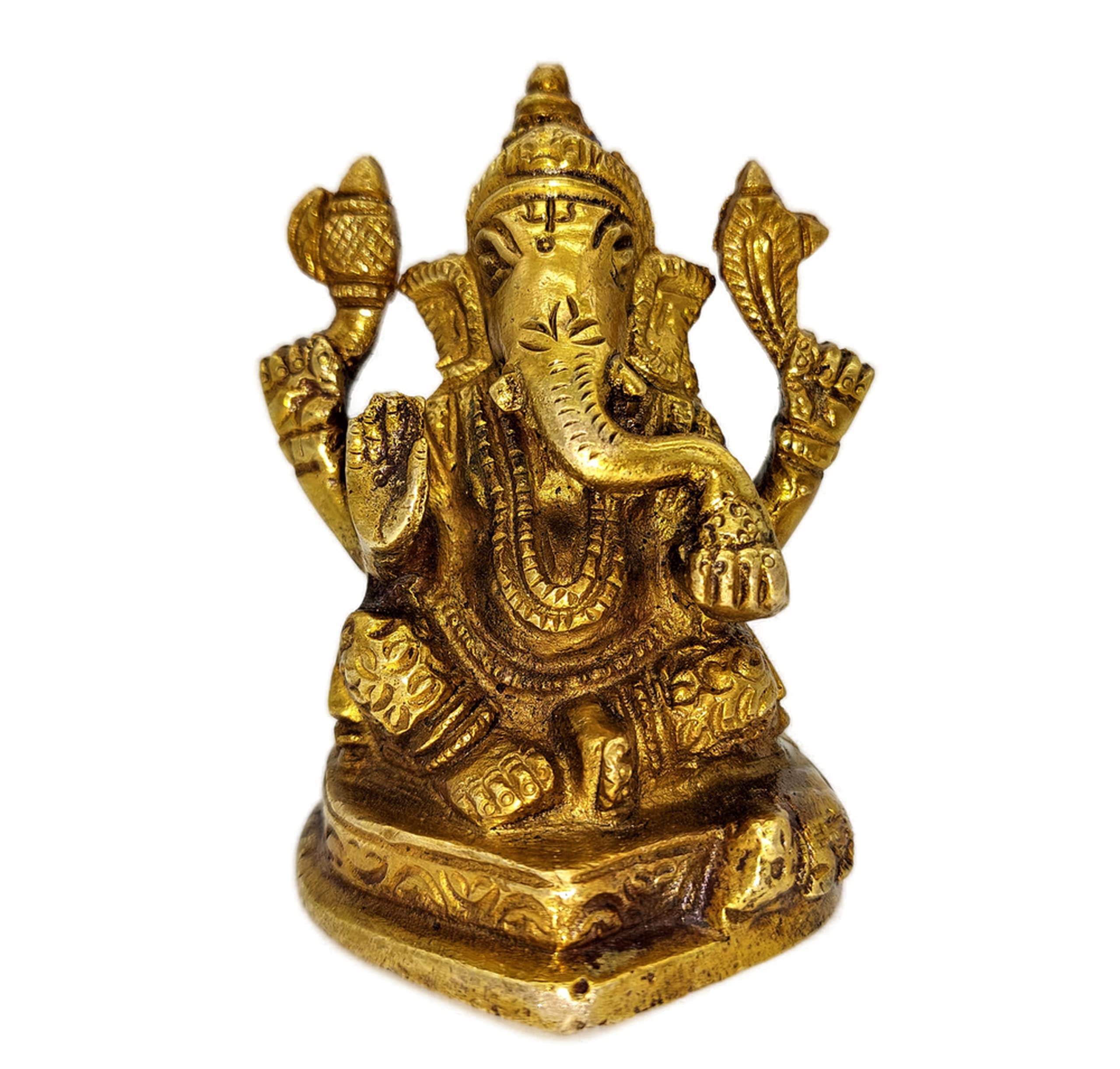 Ganesha Hindu Lucky God Brass Figurine 9.5 x 7 x 5 cm 550 g