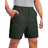 Pinkbomb Men's Golf Shorts with 6 Pockets Stretch Quick Dry Hiking Work Dress Shorts for Men (Army Green, Small)
