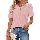 MEROKEETY Women's Summer Business Casual Blouse Tops Dressy Short Sleeve V Neck Loose Fit Work T Shirts