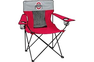 Logo Brands NCAA Ohio State Buckeyes Elite Portable Chair - Premium Outdoor Chair with Cup Holder, Powder-Coated Steel Frame, Lightweight and Portable for Tailgating,and Sporting Events
