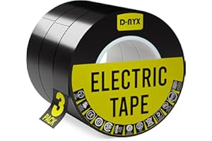 D-NYX 3 Pack Extra Long Vinyl Electrical Tape Rolls Waterproof Flame Heat & Weather Resistant Indoor Outdoor High-Temperature Super Electric Wire Tapes Professional Grade 3/4 in x 66 FT 7 Mil E Tape