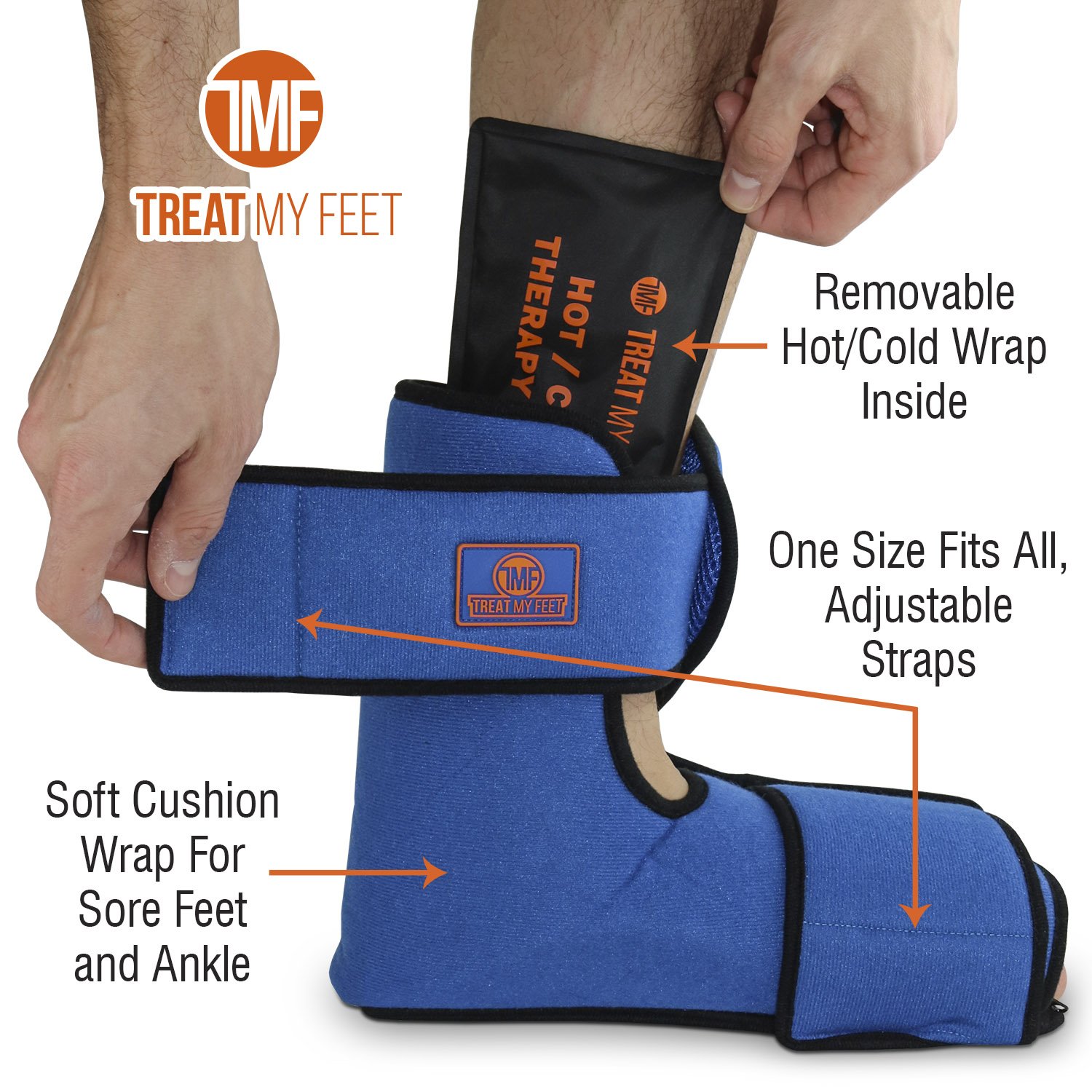 Foot & Ankle Pain Relief Hot/Cold Boot Foot Wrap - Effectively relieve foot and ankle aches & PAINS using compression gel wrap - Heated or Cooled, Extra Ice Pack Targets All Areas - FDA Registered