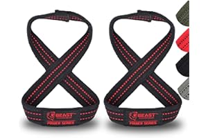 BEAST POWER GEAR Figure 8 Lifting Strap- Strongman 10-14" Deadlift Straps- True Grip Support & Heavy Duty Wrist Straps for Weightlifting Women Men- Hand Straps for Weight Lifting Figure 8 Straps for Gym Workout