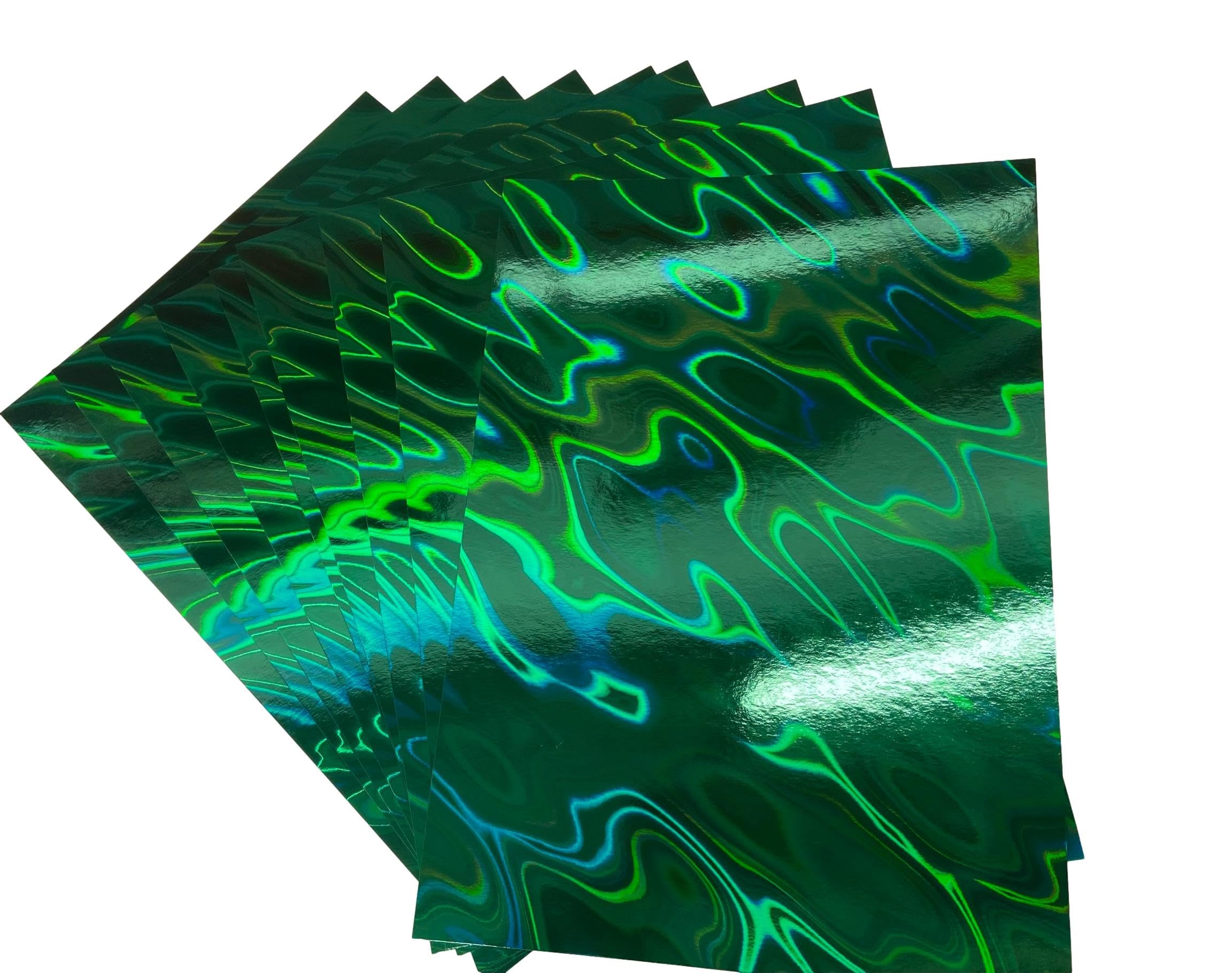Syntego 5 Sheets A4 Premium Holographic Lava Effect Card Single Sided 240gsm / 88lb Cover (Christmas Green)