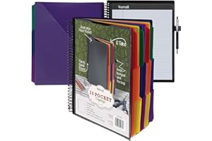 Samsill Spiral Folder Organizer - 12 Dividers & 24 Pockets with Notepad Holder, Multi Pocket Color Cordinated Folder Binder with Customizable Tabs, Document Organizer (Basic)