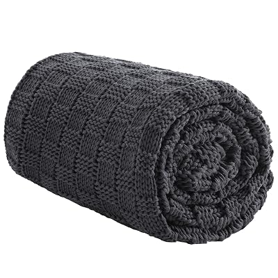Wellfeel Knitted Weighted Blanket Kids, No Beads Heavy Blanket 36” x 48'' 3lbs, Breathable Chunky Knit Blanket, Cooling Weighted Blanket for Hot Sleepers, Christmas Home Decor (Dark Grey)