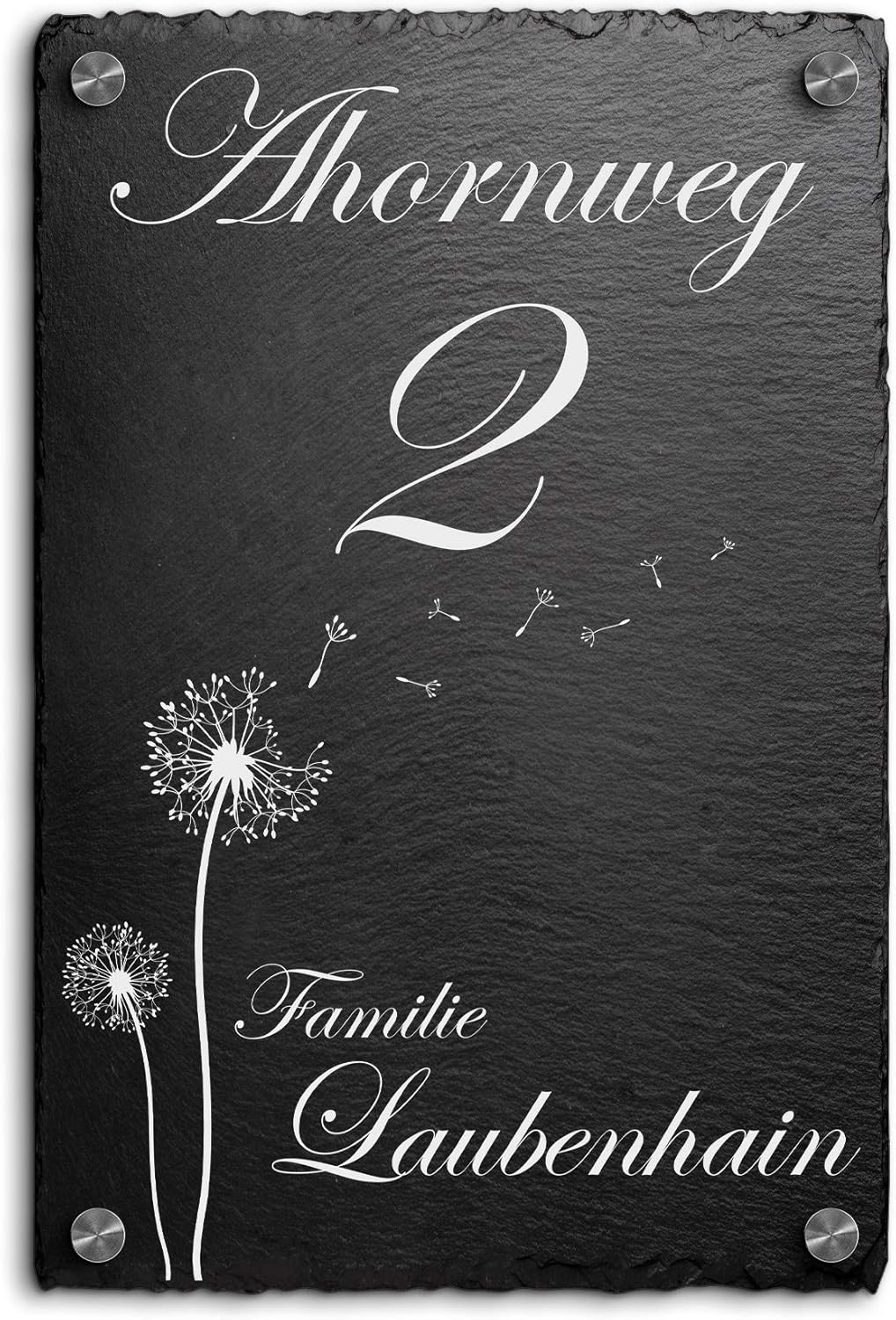 Schiefer Hausnummer & Straße Namen 20x30 cm Wunsch-Gravur Namensschild Schild