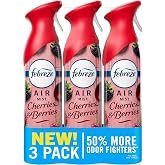 Febreze Air Mist, Air Freshener Spray, Odor Fighting Room Spray, Deodorizer for Home Bathroom Kitchen Office Apartment Dorm Room Classroom, Cherries &amp; Berries Scent, 8.1oz (Pack of 3)