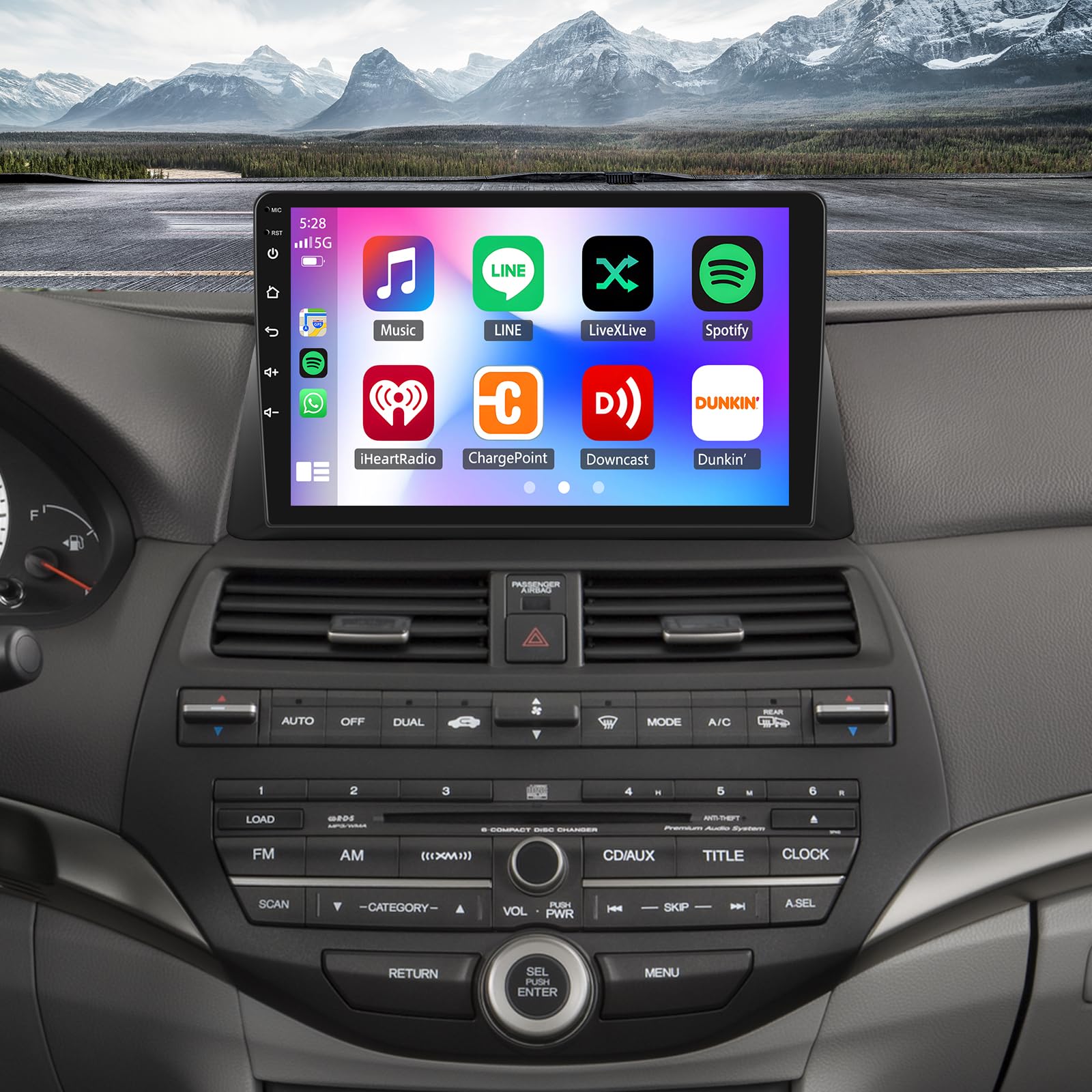 Photo 1 of Slakerbe Android 13 Car Stereo Compatible with Honda for Accord 2008-2013, 2G+32G 10 Inch Touch Screen Car Stereo Radio with Wireless Carplay Android Auto GPS Navigation WiFi FM SWC Backup Camera