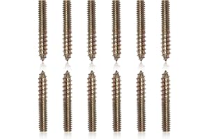 LOUZAGO 12 Pcs Hanger Bolts, M6 x 40mm Double Headed Screws Self-Tapping Wood Dowel Screw for Furniture (M6 x 40mm)