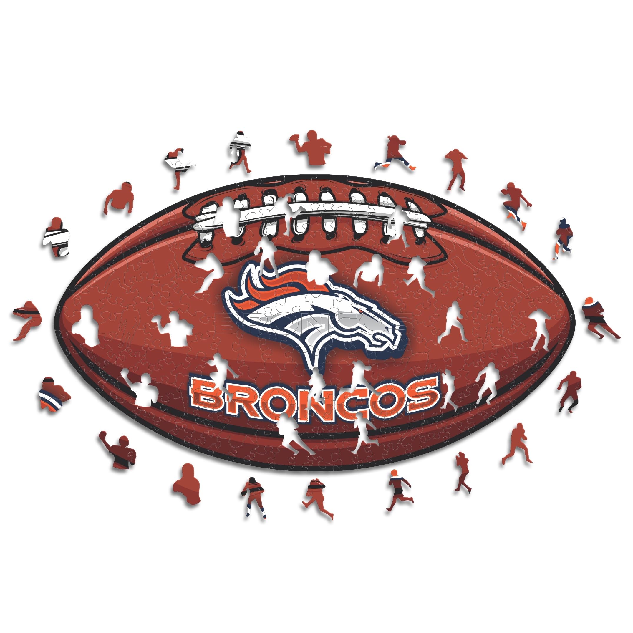 Iconic Puzzles, Denver Broncos Crest, 100% eco-sustainable wooden puzzle with official license NFL, size S, 150 pieces