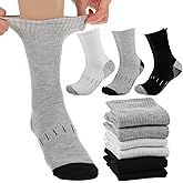 Kifmurase 3 Pairs Diabetic Socks for Men, Crew Diabetic Neuropathy Sock, Non Binding Loose Wide Top Crew Socks Seamless Diabetics Sock for Patients With Edema and Neuropathy (Large 9-12)