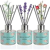 Binca Vidou Reed Diffuser Set of 3, Lavender, Rose, Vanilla Aromatherapy Oil Diffusers for Bedroom, Living Room, Office, Gift & Stress Relief, 50ml x 3
