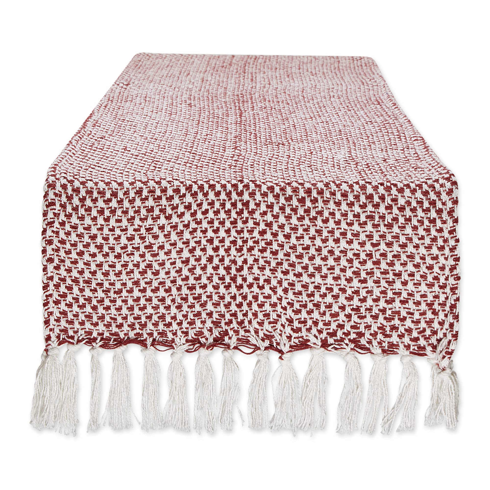 DII Woven Basics Collection 100% Cotton Knit Table Runner, 15x72, Barn Red