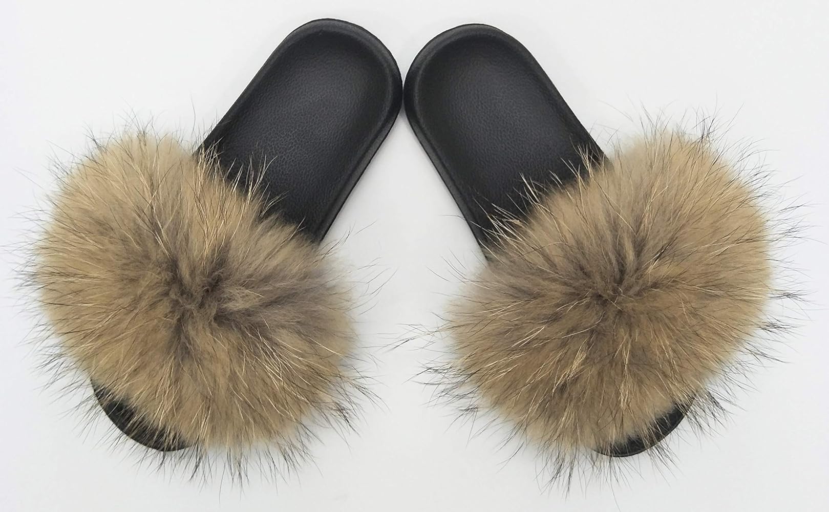 natural raccoon fur slides