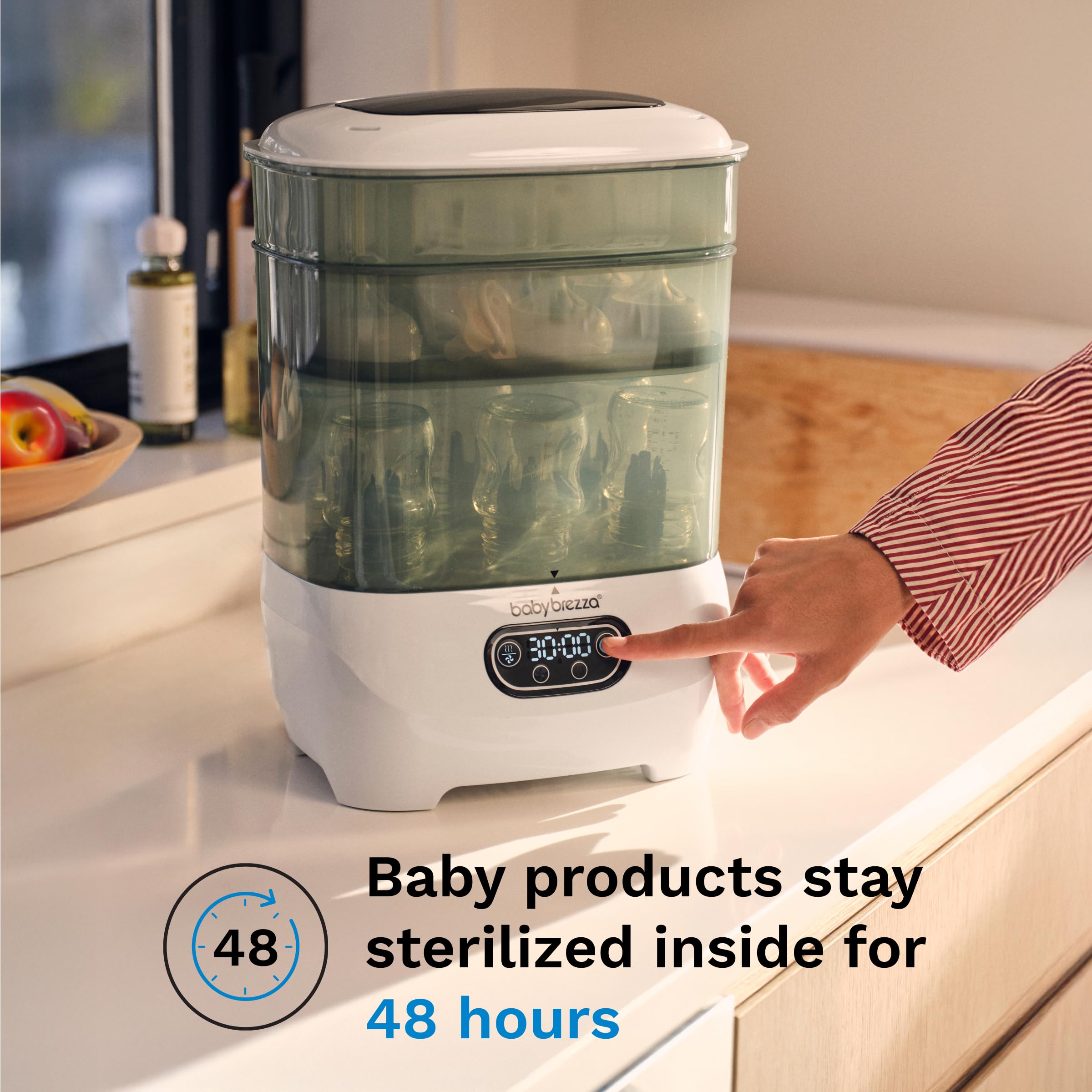 Baby Brezza Bottle Sterilizer and Dryer Advanced – 33% Faster - Largest Capacity Steam Sanitizer - Universal Sterilization Machine for All Bottles + Pump Parts - HEPA Air Filter