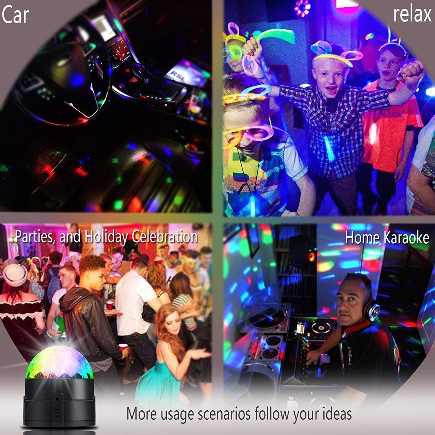 AveyLum Disco Ball Party Light USB Night Light Sound Control Strobe Light for Kids Birthday Karaoke Bar Club Stage DJ Camping Lighting