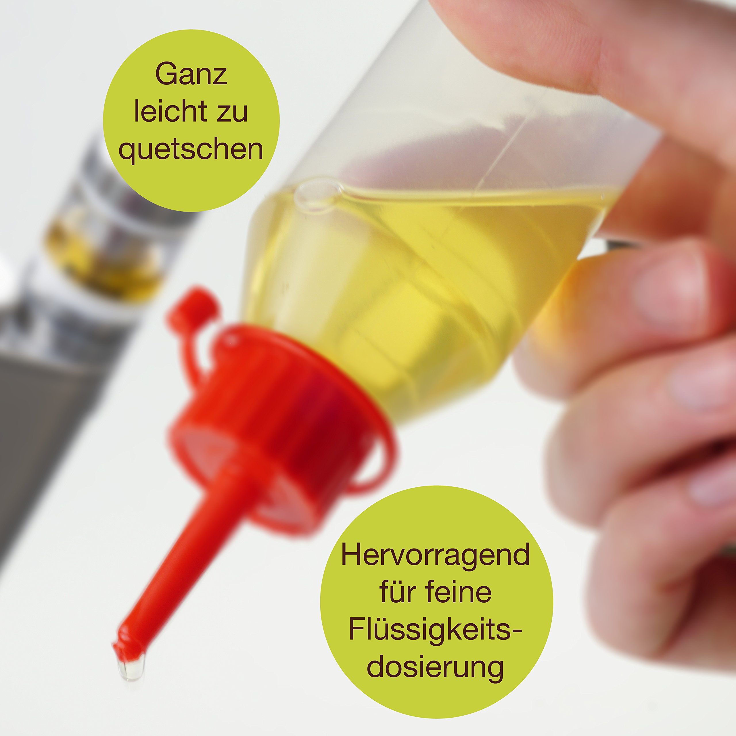 ProfessionalTree® Botellas para líquido con sistema de goteo 12x100 ml. Con embudo de medición - 12 etiquetas - Para conservar líquidos - Seguro para niños - Calidad LDPE