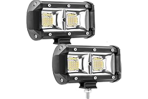 SAN YOUNG Tractor LED Work Lights, 5 Inch Light Pods for Truck 60W 4000lm 12V 24V, RV Exterior LED Scene Lights Flood Beam Lawn Mower ATV UTV SXS Golf Cart Tractor Trailer Boat, 2 Pack