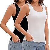 Furainel Tank Tops Womens Scoop Neck Sleeveless Shirts for Women Layering Camisoles Undershirts 2 Pack
