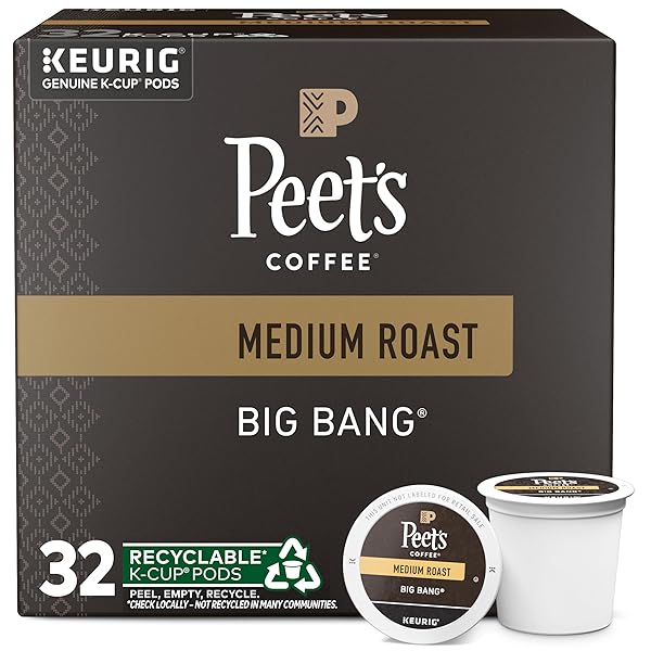 PEET’S COFFEE, MEDIUM ROAST KEURIG K-CUP PODS – BIG BANG, 32 COUNT (1 BOX OF 32 K-CUP PODS)