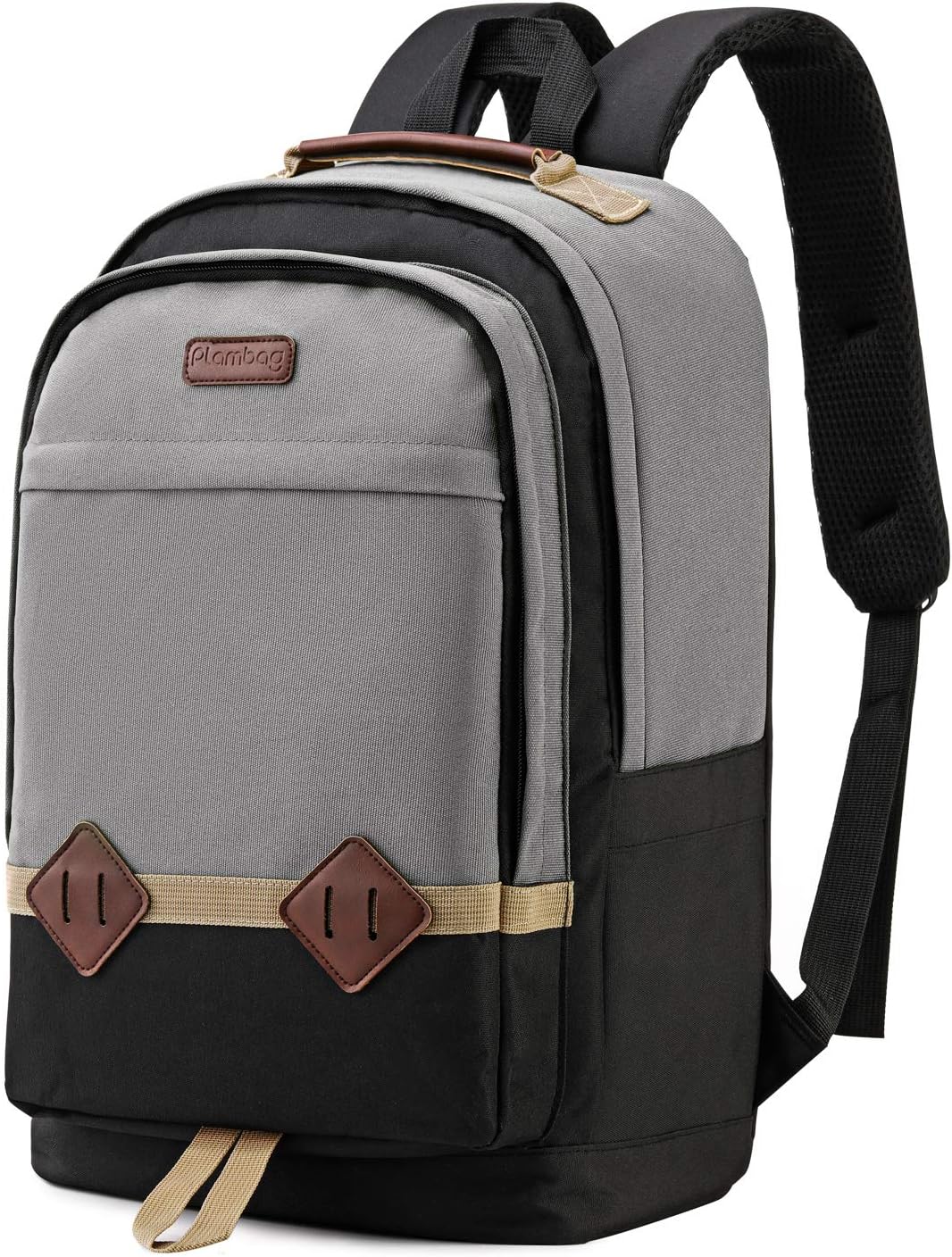 Plambag Laptop School Backpack College Bag Water-resistant Travel Daypack Gray
