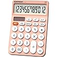CATIGA 12 Digit Desktop Calculator with Large LCD Display, 4 Funtions Calculator, Round Design Big Button, Solar and Battery Dual Power, Standard Function for Office, Home, School, SD-1292