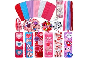 JULBEAR 36 Sets Valentine's Day Crafts Kits DIY Foam Bookmarks Decorations Art Sets Hearts Foam Self-Adhesive Stickers Arts for Kids Valentine's Mother's Day Classroom Activities Gift Exchange