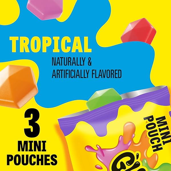 GUSHERS TROPICAL FRUIT FLAVORED SNACKS, MINI POUCHES, 3 CT, 1.32 OZ