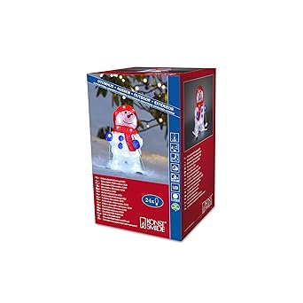 Konstsmide 6173-203 LED Acrylfigur 'Schneemann mit Ski' / für Außen (IP44) / 24V Außentrafo / 24 kalt weiße Dioden / transpar